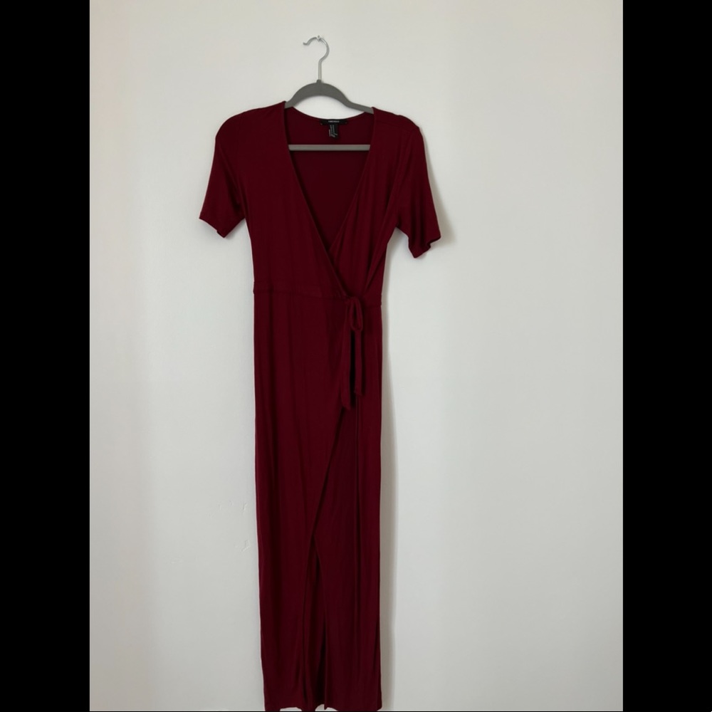 Short sleeve open maxi dress wrap around size M forever 21